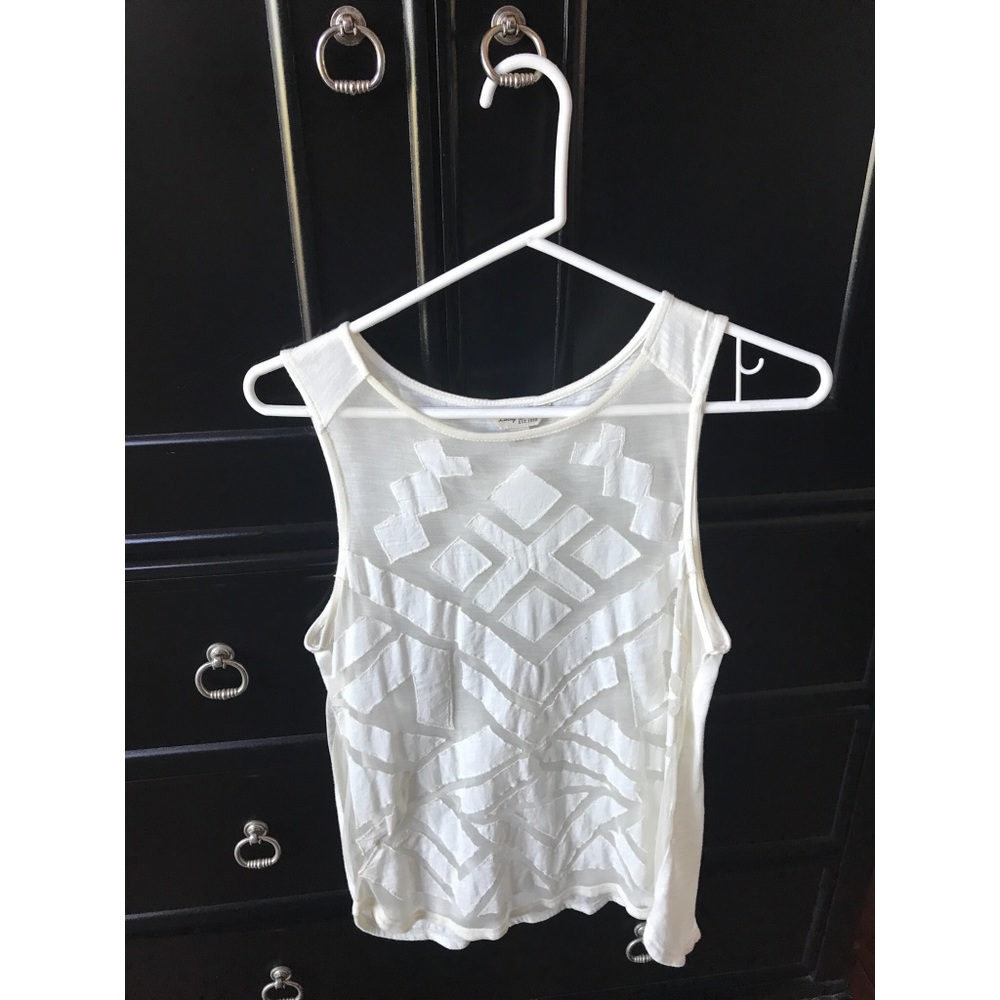 Lucky Brand XS white sleeveless top w/ mesh panels